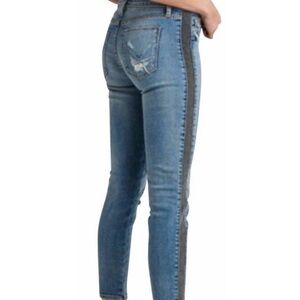 HUDSON Distressed Nico Midrise Sparkle Side Panel Skinny Jeans Size 32